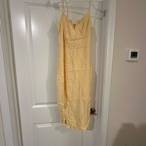 Elegant Yellow Spaghetti Strap Dress